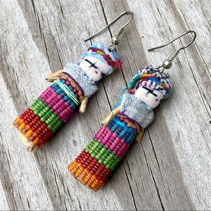 Guatemalan Worry doll handmade earrings